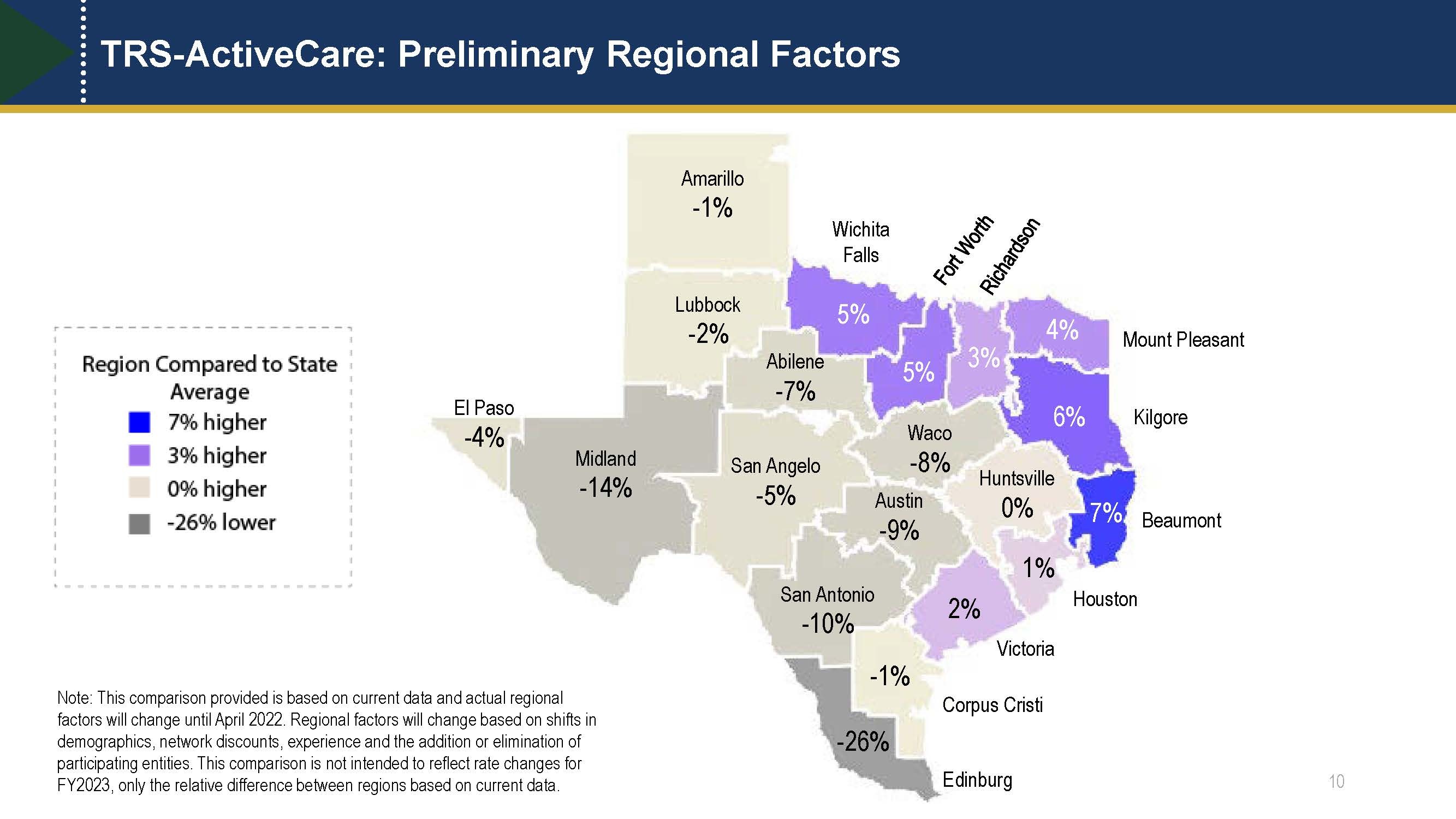 TRS Regional Rates for ActiveCare